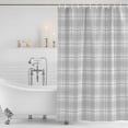 thumbnail image 3 of Gray White Check Shower Curtain, Waterproof Shower Curtains for Bathroom, Vintage Farmhouse Buffalo Plaid Washable Fabric Bathtub Curtain Set Bath Decor with 12 Hooks 48"x72", 3 of 8