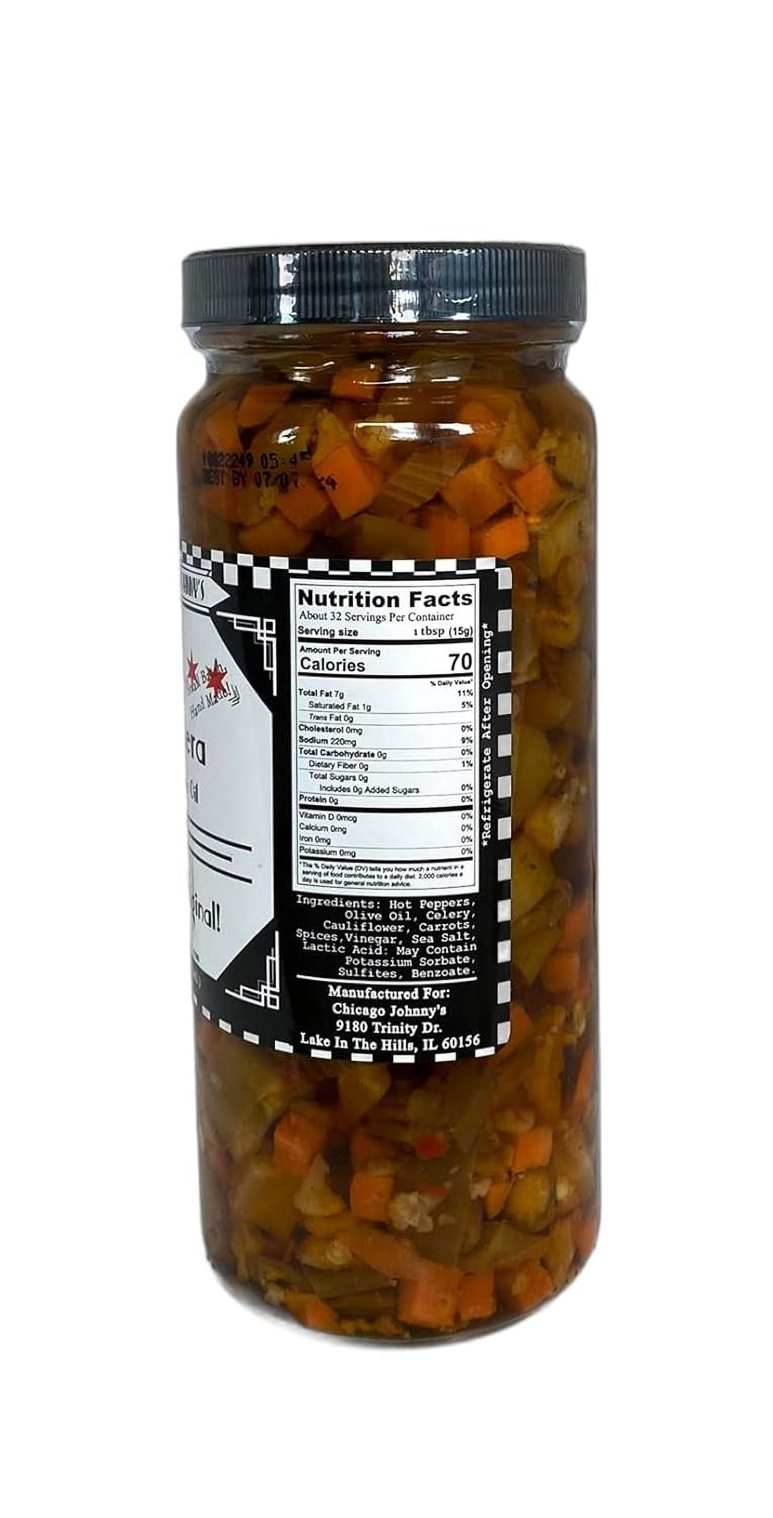 (Pack of 12) Chicago Johnny's Giardiniera Hot in Oil 16 oz