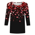 thumbnail image 4 of Luxalzxs Womens Valentine's Day Heart Shirts Summer Valentines Graphic T Shirt Dressy Casual 3/4 Sleeve Tops Tunics, 4 of 5