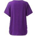 thumbnail image 4 of Pompotops T-Shirt Mode Femme Imprimé Couleur Unie Col en V Manches Courtes Tee Décontracté, 4 of 5