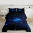 thumbnail image 3 of Manfei Black Blue Galaxy Bedding Comforter Set, Mystic Starry Sky Twin Comforter Sets, Glitter Dreamy Stars Print Reversible Bedding Set, Lightweight Room Decor, 2-Piece, 3 of 9