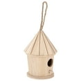 thumbnail image 2 of Birdhouse Nesting Box Wooden Bird House DIY Natural Wooden Round Shaped Hanging Bird For Outdoor Garden, 2 of 8