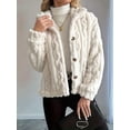 thumbnail image 5 of Jackets for Women Long Sleeve Comfy Warm Button Down Zip Up Stand Collar Plus Size Winter Clothing White L, 5 of 7