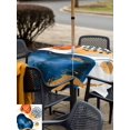 thumbnail image 6 of Square Outdoor Tablecloth with Umbrella Hole Orange Blue Boho Outside Table Cloth Waterproof Patio Table Cover Ethnic Abstract Geometric Striped Zipper Tablecloths for Picnic Party Camping 60x60 Inch, 6 of 8