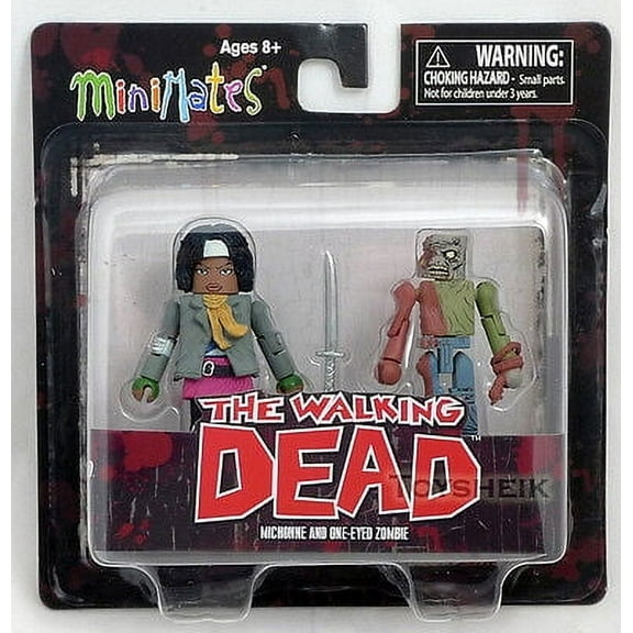Walking Dead Minimates s2 Michonne & One-Eyed Zombie figures Diamond 101131