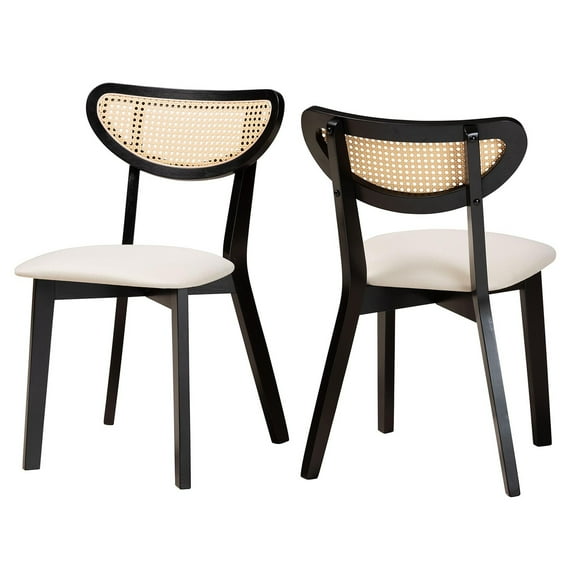 Baxton Studio Dannell Cream Fabric and Black Wood 2-Piece Dining Chair Set