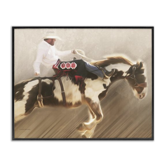 Stupell Industries Eclectic Cowboy Riding Horse Black Framed Giclee Art, 30 x 24, by Kari Brooks