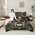 thumbnail image 4 of Manfei Moon Sun Stars Bedding Comforter Set 2pcs for Teens Adults,Flowers Mushroom Moth Twin Comforter Sets Microfiber,Bohemian Theme Breathable Bedding Set,Luxury Bedroom Decor,Reversible, 4 of 8