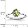 thumbnail image 3 of Sterling Silver Rhodium Peridot Diamond Ring (Size 7) Made In India qdx847-7, 3 of 5