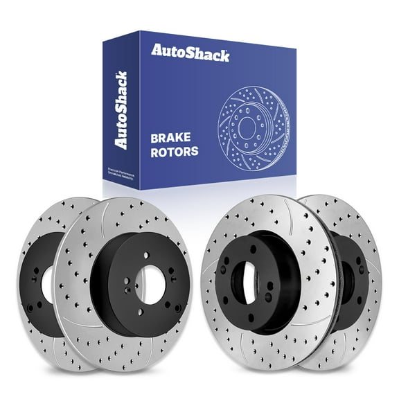 AutoShack Front & Rear Drilled & Slotted Brake Rotors | Replacement for 2005-2010 Kia Sportage 2005-2009 Hyundai Tucson 2.0L 2.7L V6 4WD AWD | E-Coated | 4-PC Set | ShadowGuard
