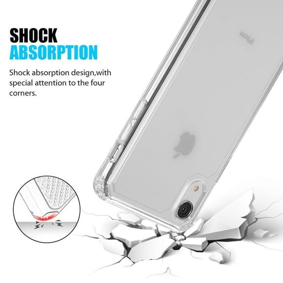 Apple iPhone XR (6.1 inch) (2018 Model) Phone Case Hybrid Cornes TPU Bumper Electroplating Shockproof Rubber Crystal Clear Transparent Protective Phone Cover for Apple iPhone Xr (6.1")