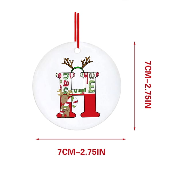 Decoraciones Del Árbol de Navidad con 26 Letras Del Alfabeto, Rojo Acrílico Fawn Colgante Ornamentos para el Hogar, Decoración Personalizada Del Árbol de Navidad para la Temporada de Vacaciones
