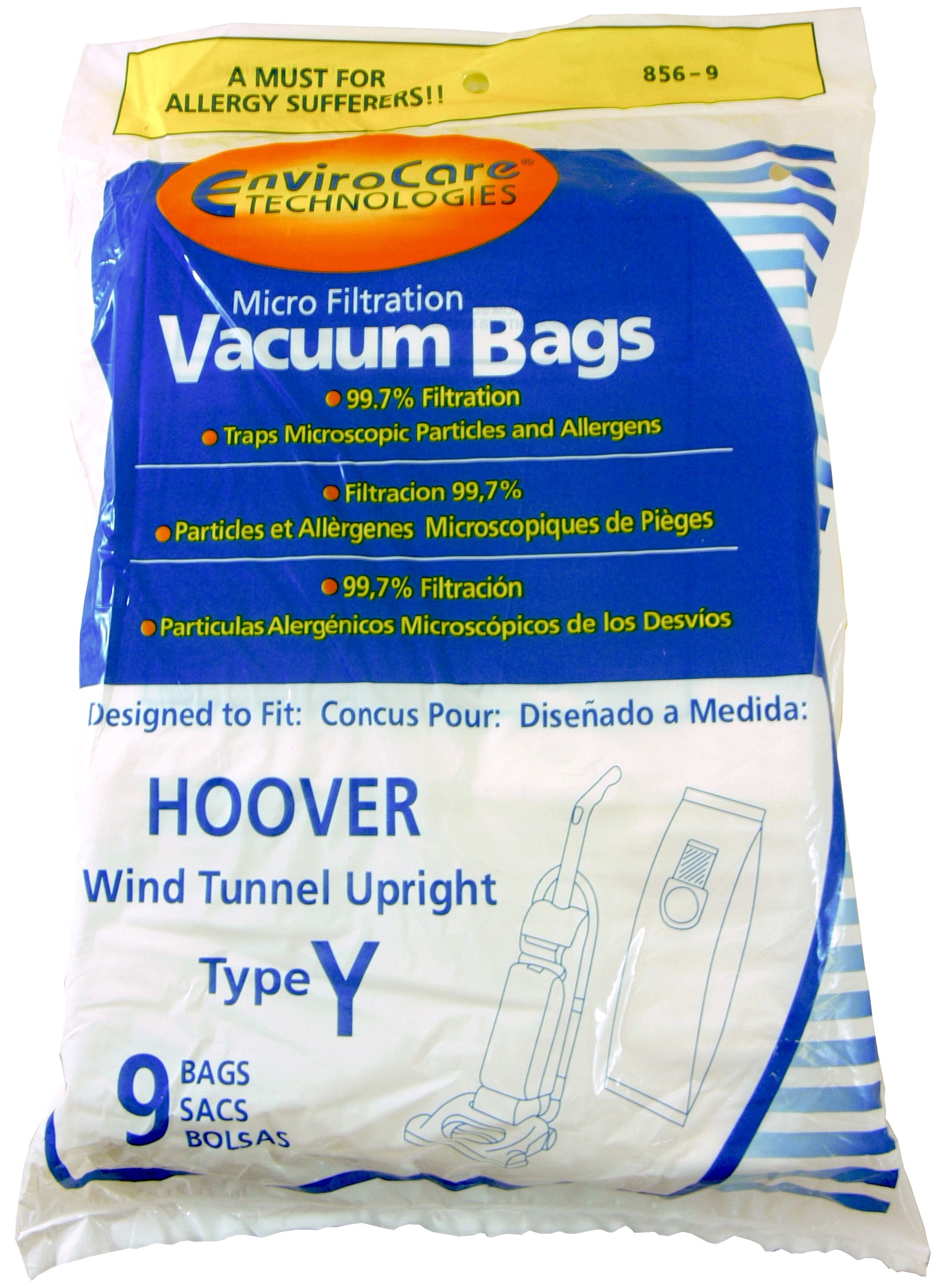 Type Y Windtunnel Upright Vacuum Paper Bags AH10165 3 Hoover 856 4010100Y 