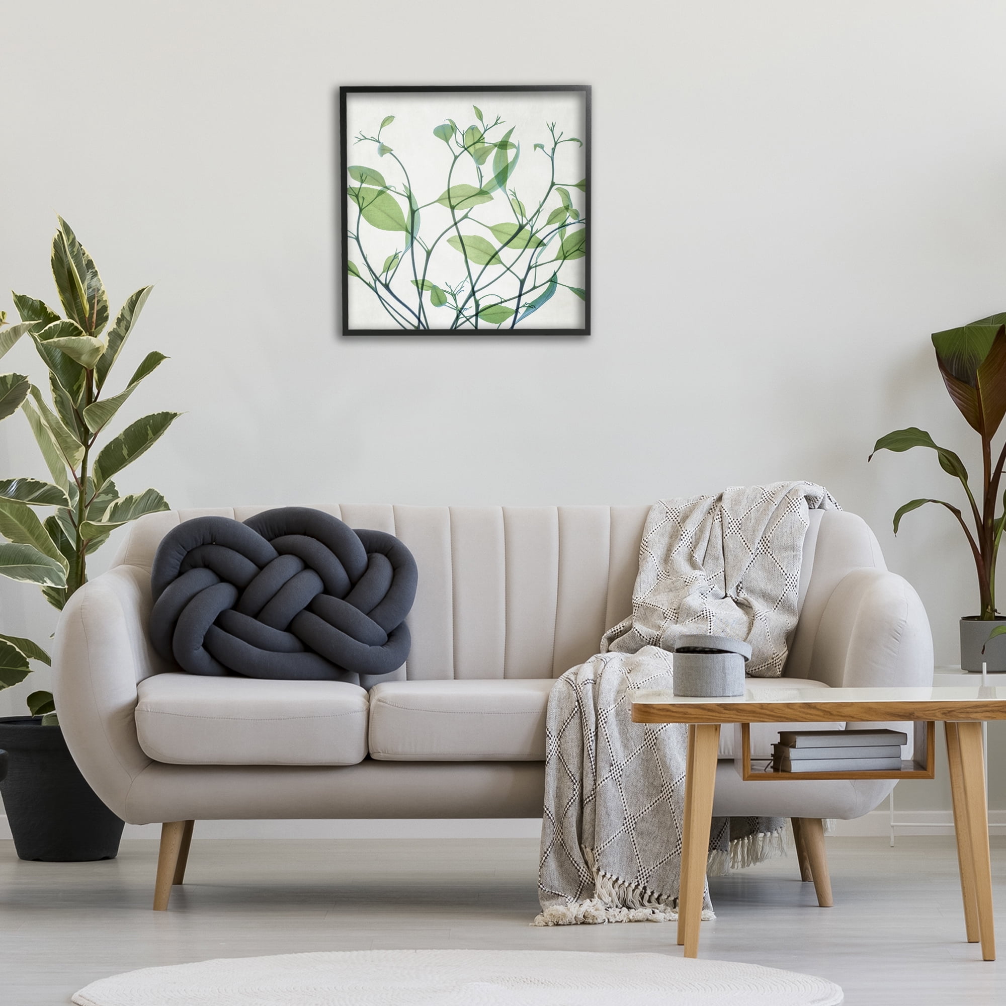 Stupell Industries Twisting Green Vines Botanical & Floral Painting Black Framed Art Print Wall Art, 24 x 24