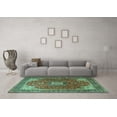 thumbnail image 3 of Ahgly Company Indoor Round Medallion Turquoise Blue Traditional Area Rugs, 4' Round, 3 of 4