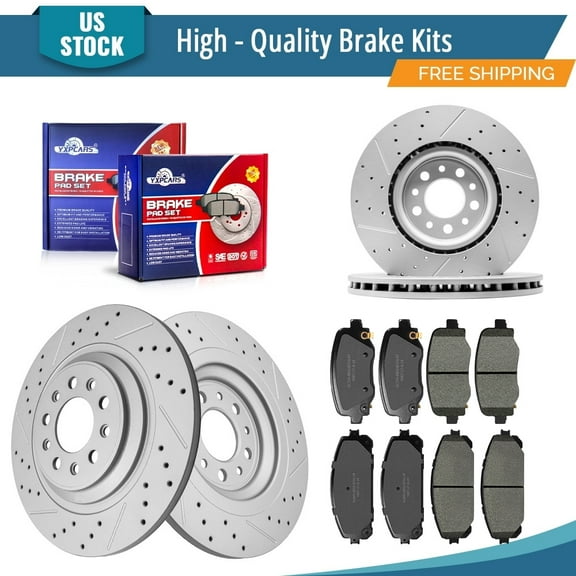 YXPCARS 12PCS Front Rear Brake Kits, Drilled & Slotted Brake Rotors   Ceramic Brake Pads Set for 2014-2020-2023 Jeep Cherokee (781768, 781767, 1734, 1843)