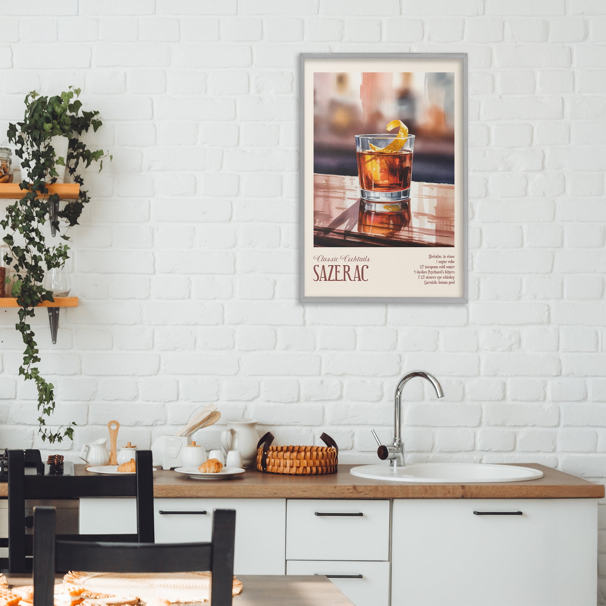 Stupell Industries Sazerac on Reflective Surface Gray Framed Giclee Art, design by Andreas Magnusson