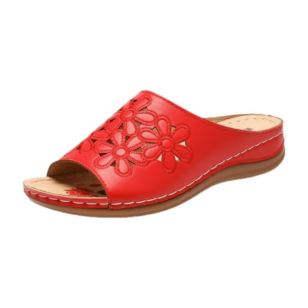 

MIARHB Womens Shoes Wedges Sandalias Hollow Out Solid Peep-toe Breathable Slippers