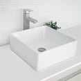 thumbnail image 2 of Stylish Vessel 15" White Porcelain Square Bathroom Sink P-222, 2 of 9