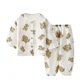 thumbnail image 5 of Ropa de dormir ligera de muselina de doble capa para niños, conjunto de 2 piezas, ropa de hogar de verano para mujeres, bombachos de manga larga para bebés y hombres Sui, 5 of 5