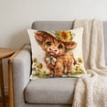 thumbnail image 6 of Bomd Highland Cow Decorative Throw Pillow Covers , Decorative Floral Farm Animal Design, Modern Square Home Decorative Pillowcases Cushion Cases for Sofa Bed Chair, 17.7x17.7 Inch, 6 of 6