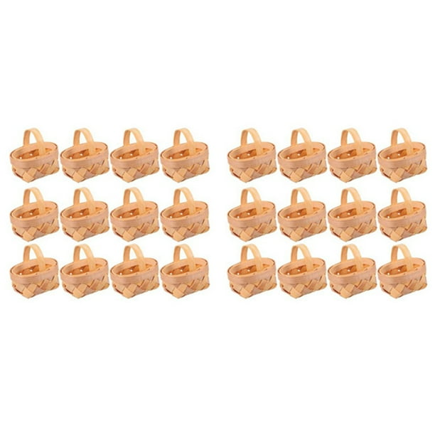 Mini Cestas de Viruta de Madera de 36 Piezas Adornos de Cestas Tejidas Manuales Caja de Almacenamiento de Dulces