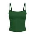 thumbnail image 7 of VEKDONE Spaghetti Strap Vest Women's Bulit-in-Bra Tank Tops Basic Solid Summer Sleeveless Versatile Going Out Casual T-Shirts Green XL, 7 of 7