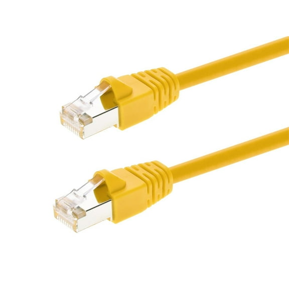 Monoprice Cat6A Ethernet Patch Cable - 1 Feet - Yellow | Network Internet Cord - RJ45, 550Mhz, STP, Pure Bare Copper Wire, 10G, 26AWG