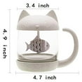 thumbnail image 3 of Cat Tea Cup Cute Mug Glass Pot With Fish Infuser For Loose Tea, 3 of 8