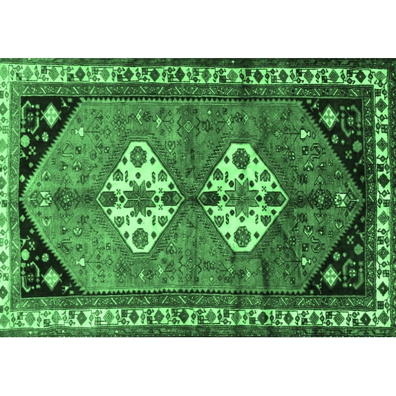 Ahgly Company Indoor Rectangle Persian Emerald Green Traditional Area Rugs, 4' x 6'