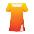 thumbnail image 3 of Plebaso Womens Summer Shirts Short Sleeve Gradient Tunic Tops Square Neck Dressy Loose Blouses with Split, 3 of 4
