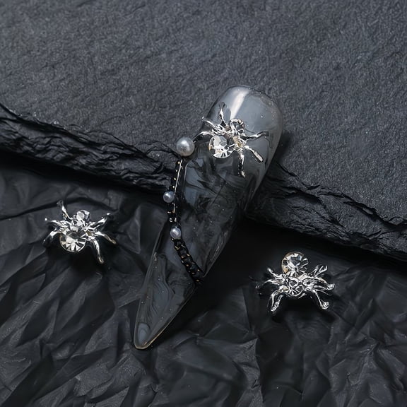 10pcs Dark Spider Series Alloy Nail Charms - 3D Nail Art Accessories for Halloween & Creative Designs