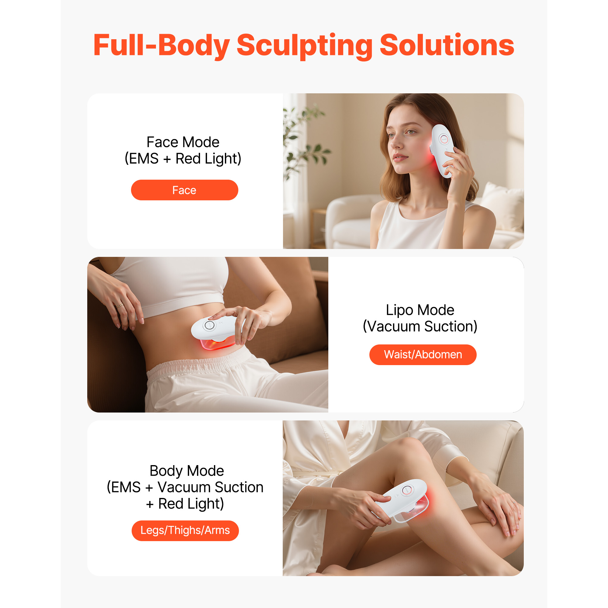 KFFKFF 3-in-1 Body Contouring Device, Electric Cellulite Massager with Adjustable Modes, Skin Firming Therapy Tool, 60-Min Wireless Operation for Back, Abdomen, Waist, Arms, and Legs