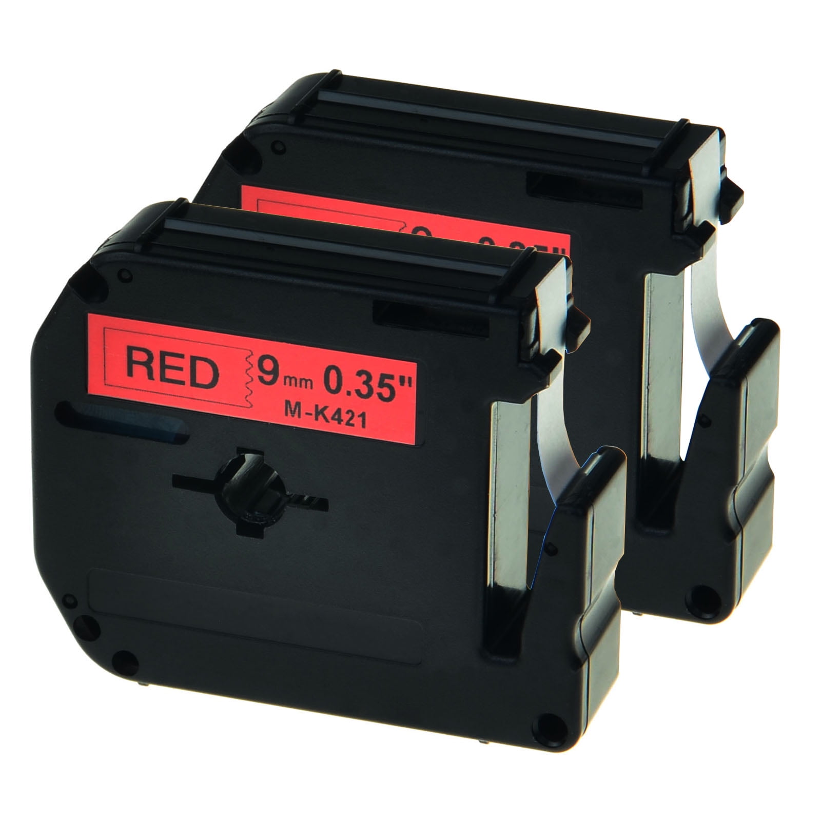 GREENCYCLE 2PK 9mm 8m Black on Red MK421 M421 M-K421 Label Tape Compatible for Brother P-touch PT-100 PT-110 PT-65 PT-70 PT-80 PT-88 PT-90 Label Maker