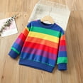 thumbnail image 5 of SYNPOS Toddler Baby Girl Boy Rainbow Stripe Crew Sweatshirt Pullover Tops 1-6Y, 5 of 6