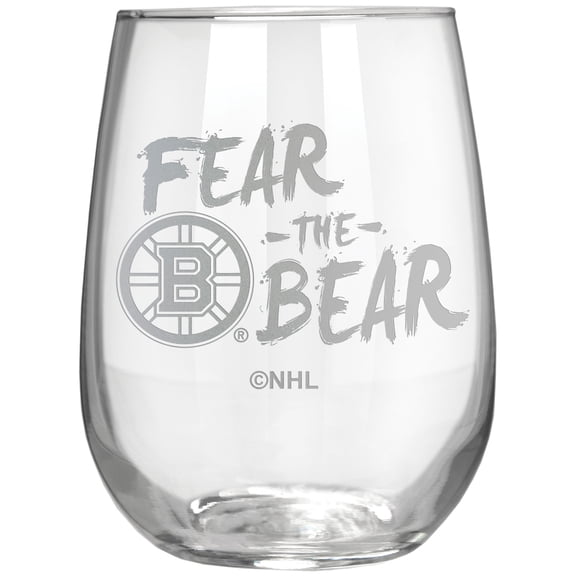 Boston Bruins Etched 17oz. Rally Cry Stemless Wine Glass
