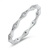 Clear Cubic Zirconia Marquise Stackable Ring Sterling Silver Size 7