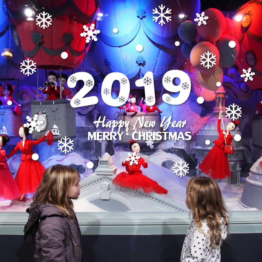 New Year Merry Christmas Snowflake Wall Sticker Home Shop ...