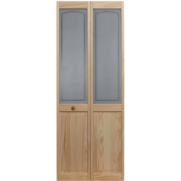 AWC Model 847 Litho Glass Bifold Door 24"wide x 80"high Unfinished Pine