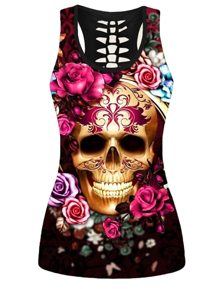 plus size skull tank tops