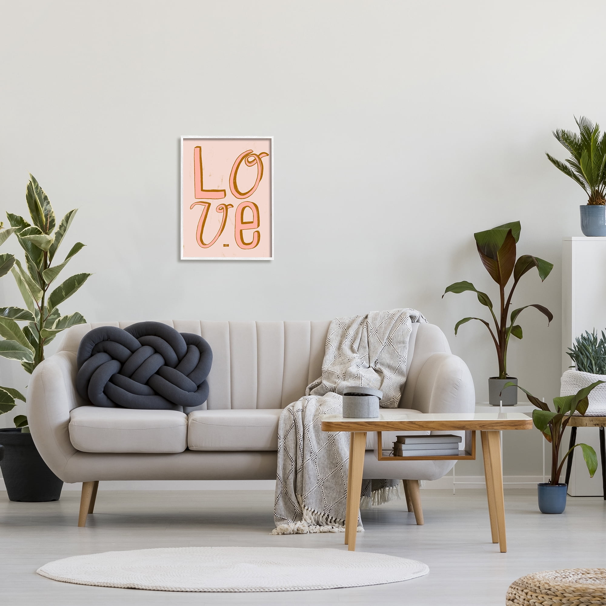 Stupell Industries Boho Love Letters Inspirational Painting White Framed Art Print Wall Art, 16 x 20