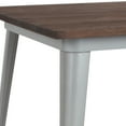thumbnail image 4 of Flash Furniture Toby 31.5" Square Silver Metal Indoor Table with Walnut Rustic Wood Top, 4 of 6