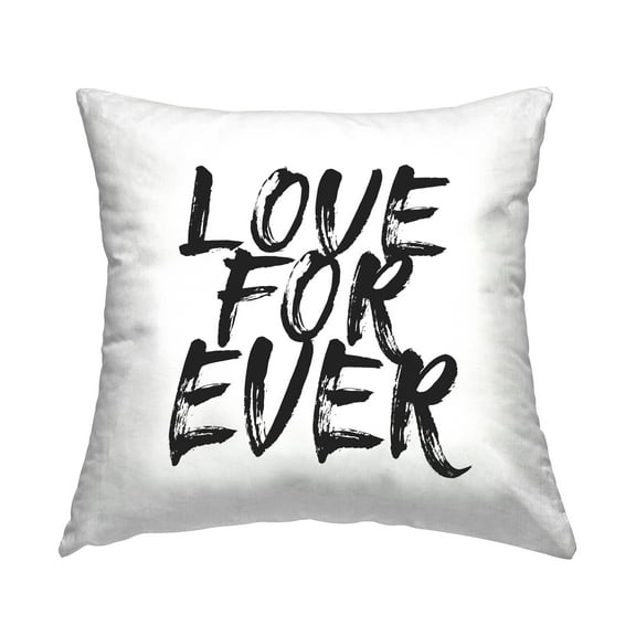 Stupell Industries Love For Ever Bold Black Calligraphy Design by Martina Pavlova Throw Pillow