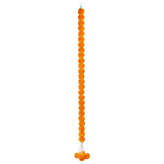 4.9 Feet Marigold Garland for Decoration, Artificial Marigold Flowers for Pooja, Diwali, Wedding, and Christmas Decor, Orange Flower Strand for Party and Home