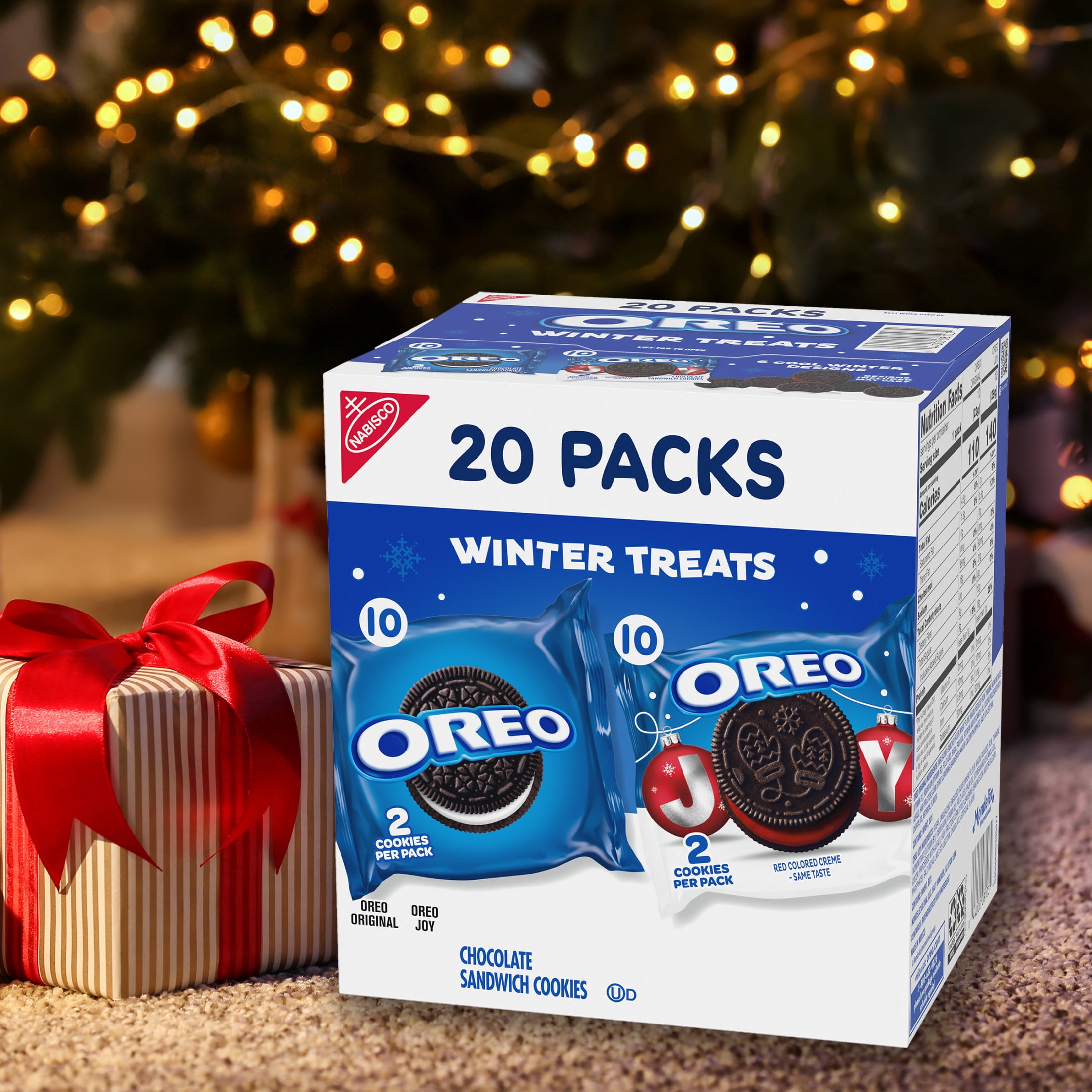 (4 pack) OREO Holiday Cookies Variety Pack, 20 Snack Packs