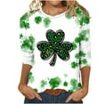thumbnail image 1 of lcziwo Chandails de la Saint-Patrick pour Femmes Haut à Imprimé Vert Trèfle Irlandais Graphique Manches 3/4 Hauts 2024 Printemps Blouses à Col Rond Tunique Porte-Bonheur T-Shirt Grande Taille,P-5TG TG, 1 of 3