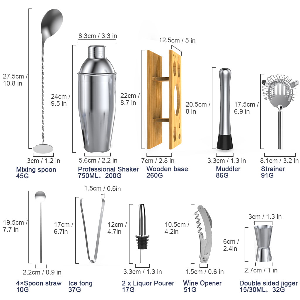Christmas Gift!Cocktail Shaker Set, 14 Piece Bartender Kit with Stand, 25oz  Bar Mixology Tool Novelty Gifts Set for Men: SteeL Cocktail Shaker, 