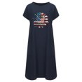 thumbnail image 4 of Vestido suelto informal de manga corta con bolsillo y cuello redondo con estampado del Día de la Independencia de algodón y lino de verano para mujer Fridja  qw3573, 4 of 4