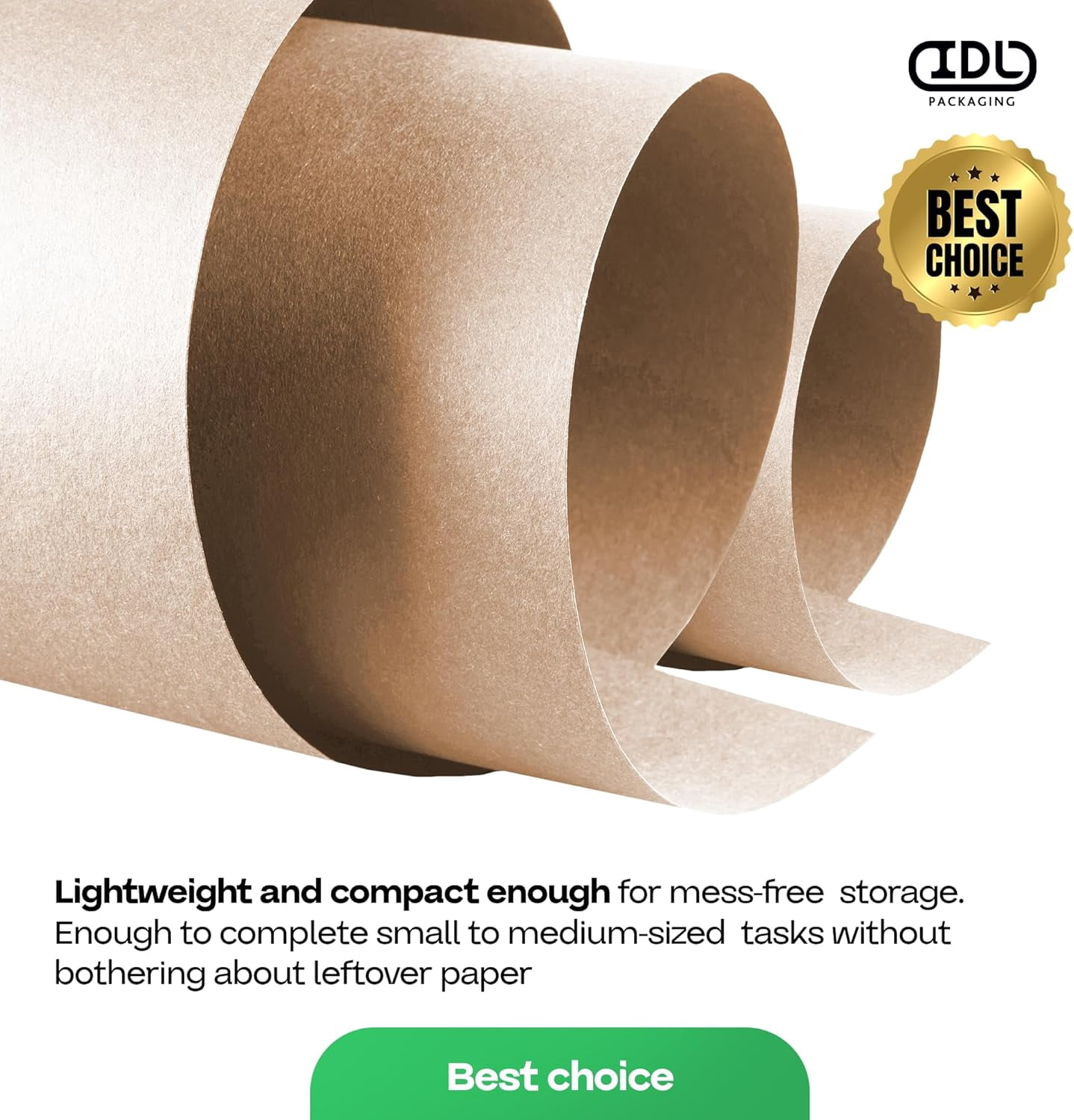 IDL Packaging Brown Kraft Paper Roll 18" x 1800" (150 feet) with Cutter - USA-Made Wrapping Paper