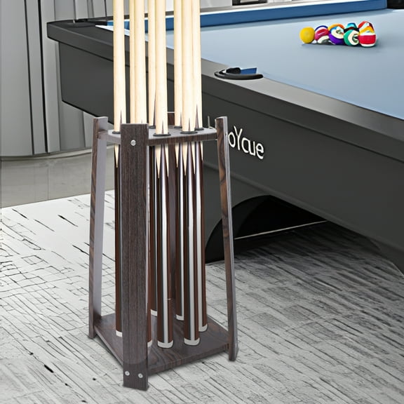 Dwellnix Wall Mount Pool Cue Rack, 8-Slot Wooden Organizer, Square Billiard Holder, Protective Design for Break & Jump Cue